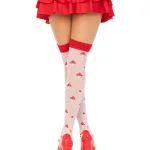 Polka Dot Mushroom Thigh High - One Size - White/red Hosiery & Garters Leg Avenue