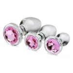 Pink Gem Glass Anal Plug Set Lubes & Essentials XR Brands
