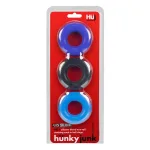 Hunkyjunk Huj3 C-Ring 3 Pk - Blue / Multi Couples & C-Rings Oxballs