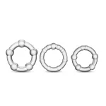 Stay Hard - Beaded Cock Rings - 3 Pack - Clear Enhancers Blush