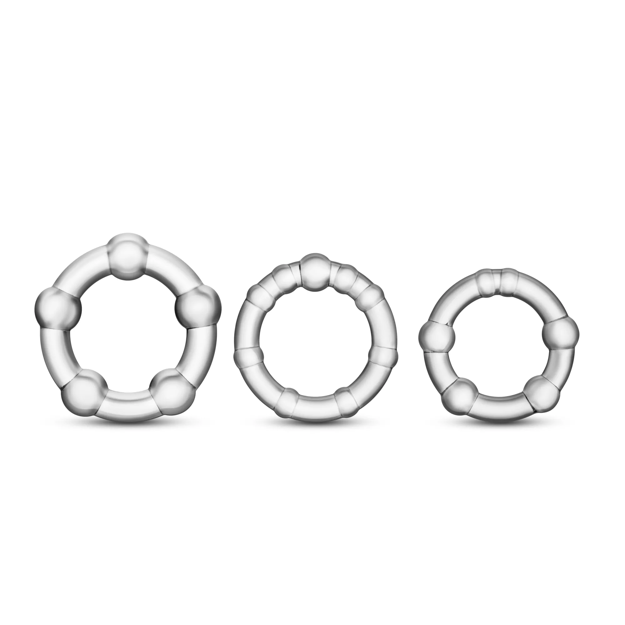 Stay Hard - Beaded Cock Rings - 3 Pack - Clear Enhancers Blush