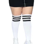 Over the Knee Athletic Socks - 1x/2x - White/black Lingerie Leg Avenue