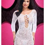 Lace Off the Shoulder Mini Dress - One Size -White Hosiery & Garters Lapdance