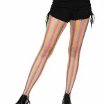 Neon Rainbow Striped Fishnet Tights - One Size - Multicolor Hosiery & Garters Leg Avenue