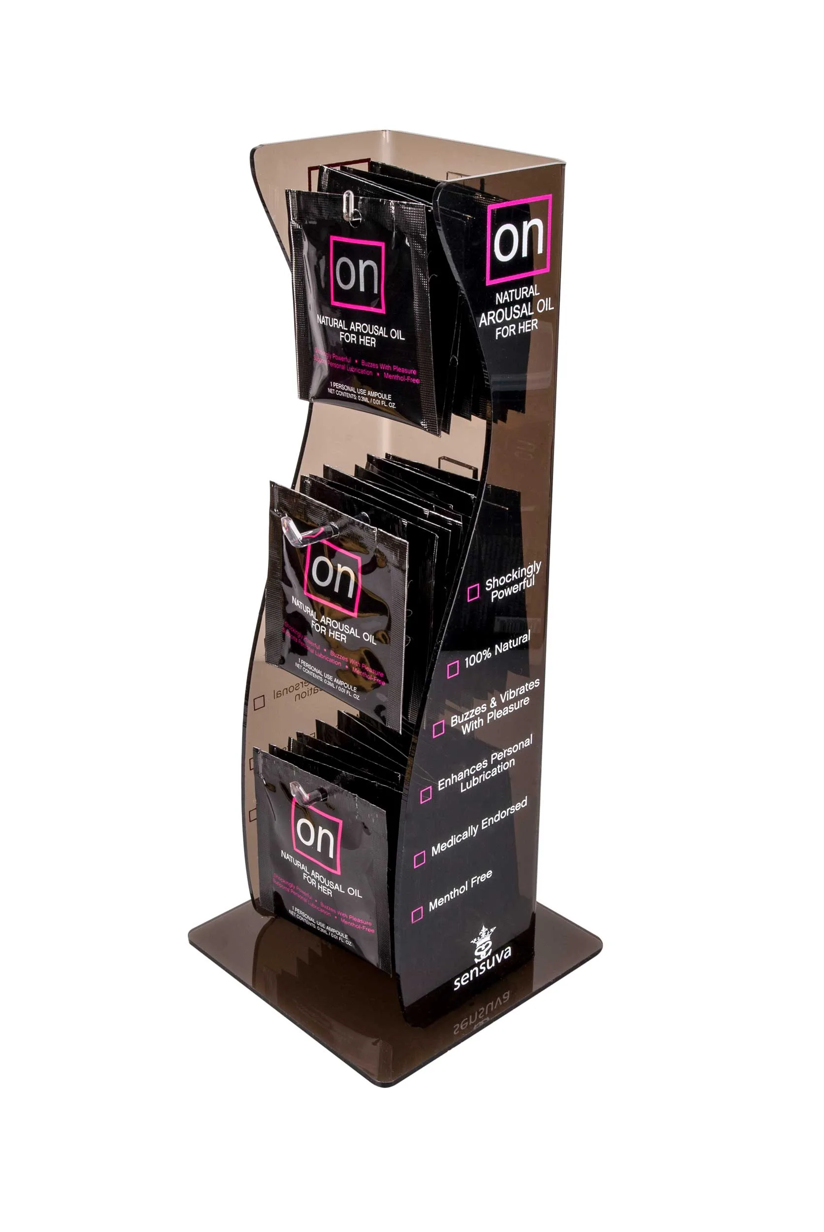 On Arousal Oil Original 40 Piece Single Use Ampoule Tower Display - Black Lubes & Essentials Sensuva