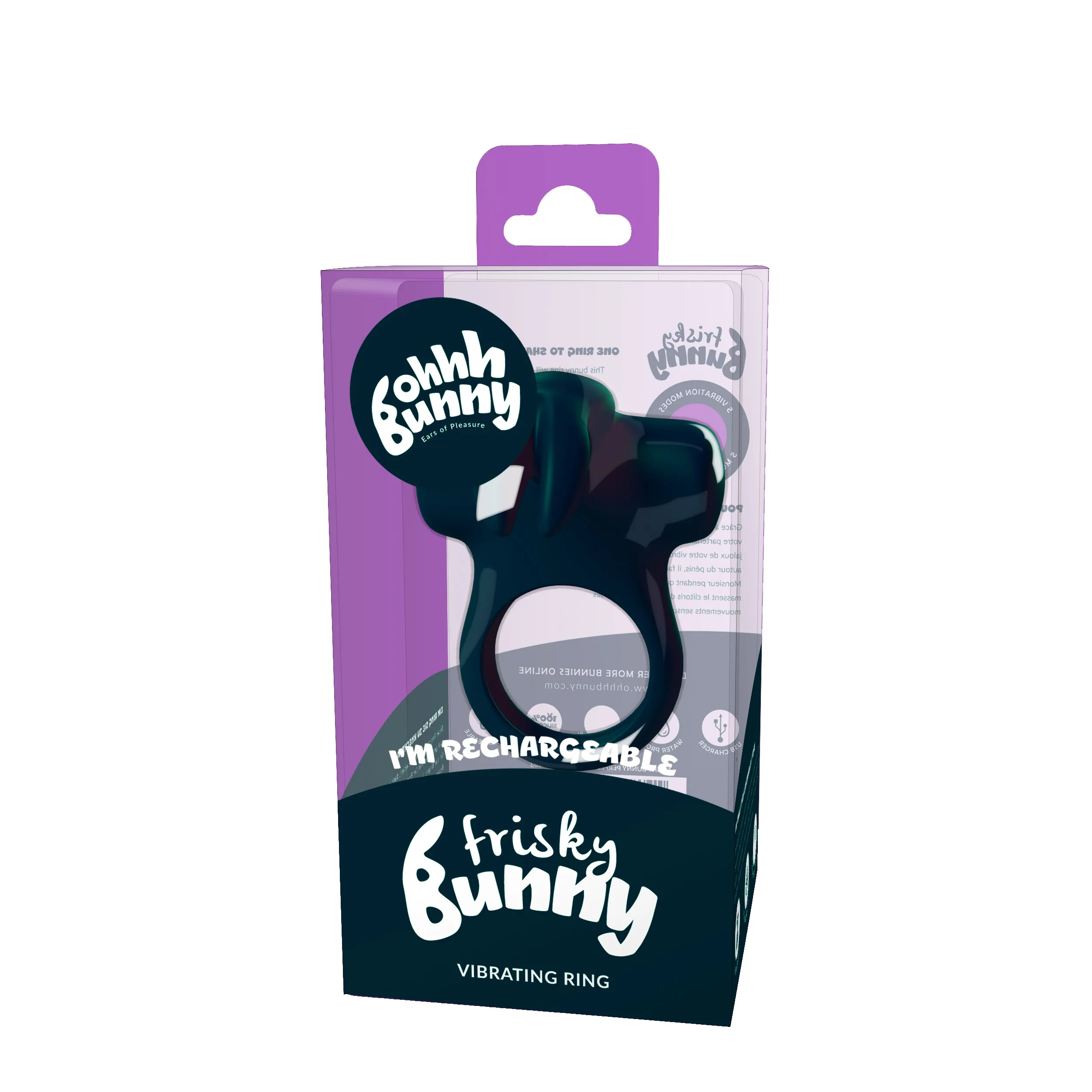 Ohhh Bunny Frisky Bunny Vibrating Ring - Black Pearl Festival & Rave VeDO