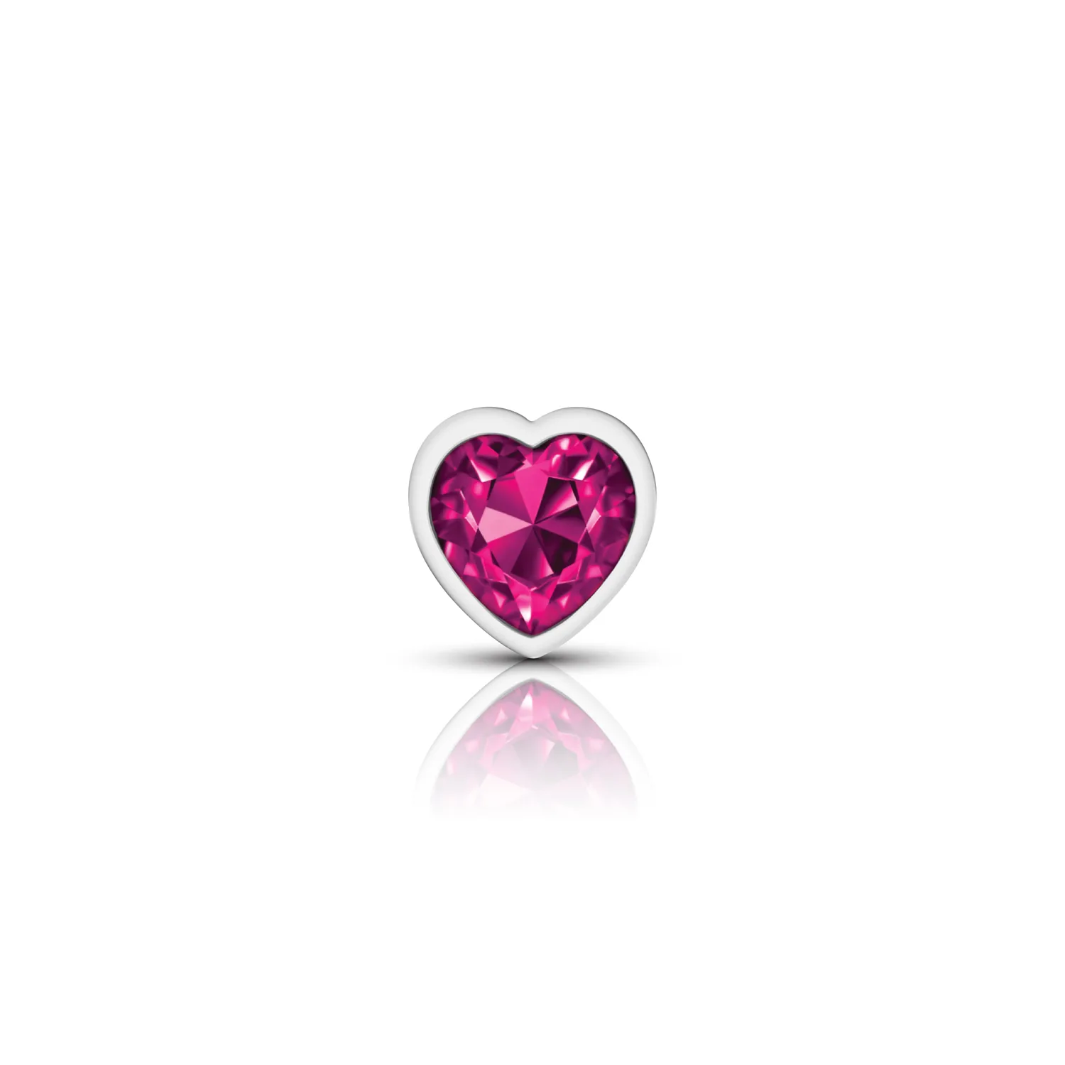Bright Pink Heart Gem Silver Metal Plug - Sm Anal Play Viben