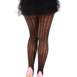 Sweetheart Striped Net Tights With Keyhole and Mini Bow Detail - One Size - Black Hosiery & Garters Leg Avenue