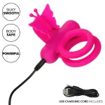 Silicone Rechargeable Dual Butterfly Ring - Pink Festival & Rave CalExotics
