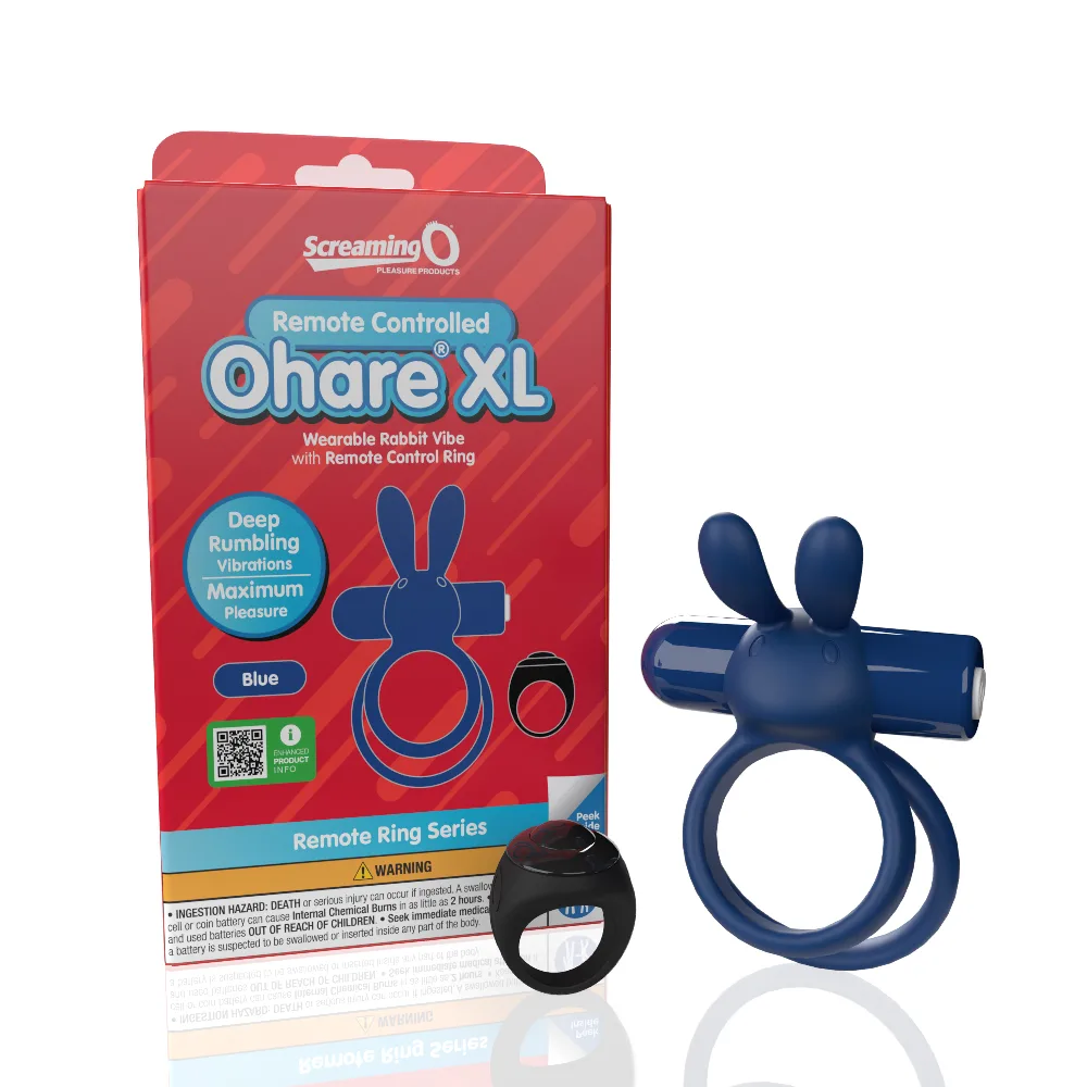 Screaming O Remote Controlled Ohare XL Vibrating Ring - Blue Vibrators Screaming O