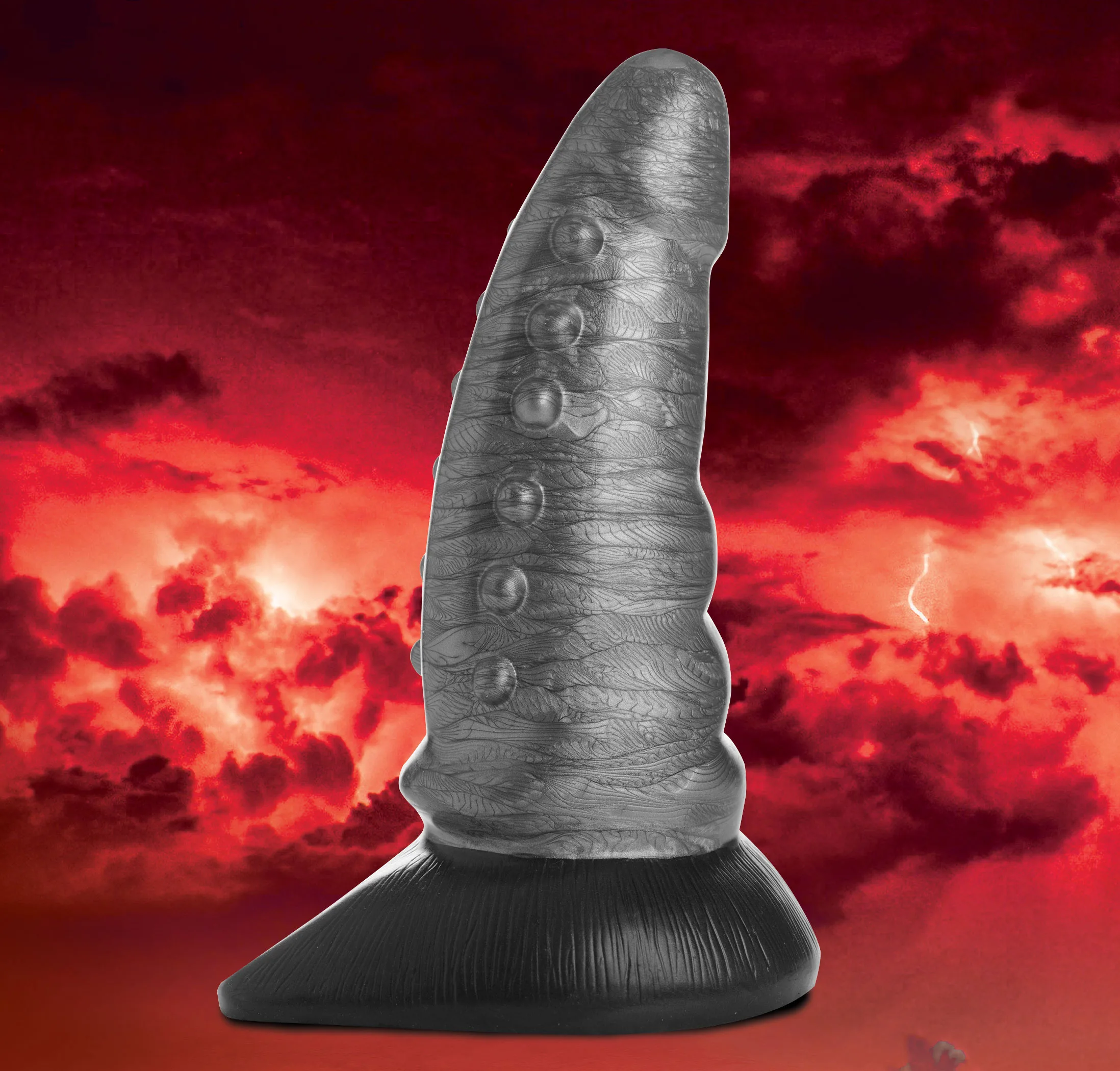 Beastly Tapered Bumpy Silicone Dildo - Silver Dildos XR Brands