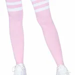 3 Stripes Athletic Ribbed Thigh Highs - One Size - Light Pink Hosiery & Garters Leg Avenue