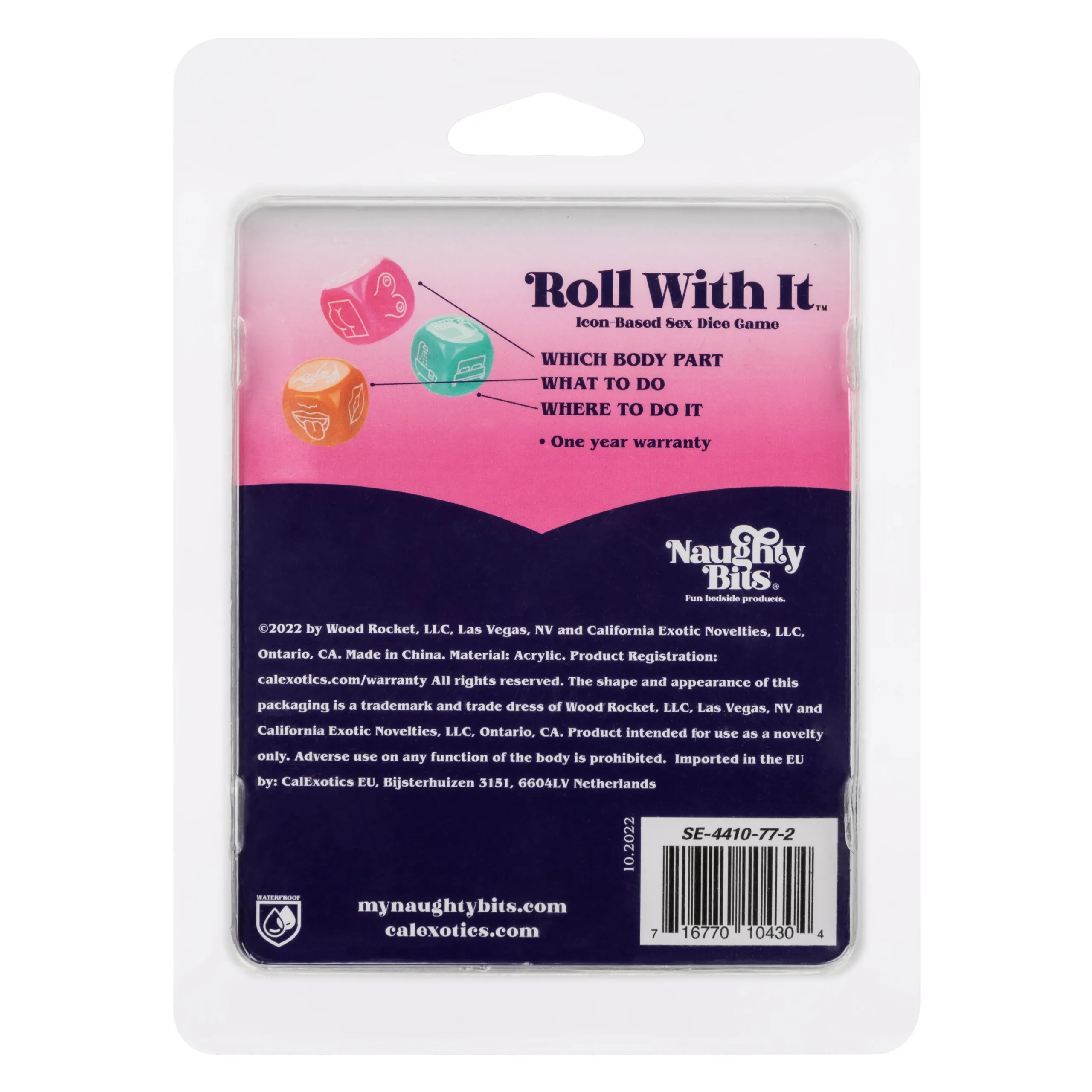 Naughty Bits Roll With It Icon - Based Sex Dice Game Couples & C-Rings CalExotics