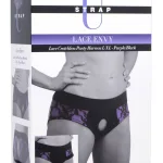 Lace Envy Crotchless Panty Harness - S/ M Black and Purple Panties & Thongs XR Brands