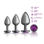 Purple Round Gem Anal Trainer Kit - Gunmetal Anal Play Viben