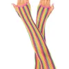 Rainbow Net Fingerless Arm Warmer Gloves - One Size - Multicolor Costumes Leg Avenue