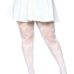 Butterfly Net Tights - 1x/2x - White Hosiery & Garters Leg Avenue