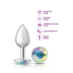 Clear Iridescent Round Gem Silver Metal Plug - Sm Anal Play Viben