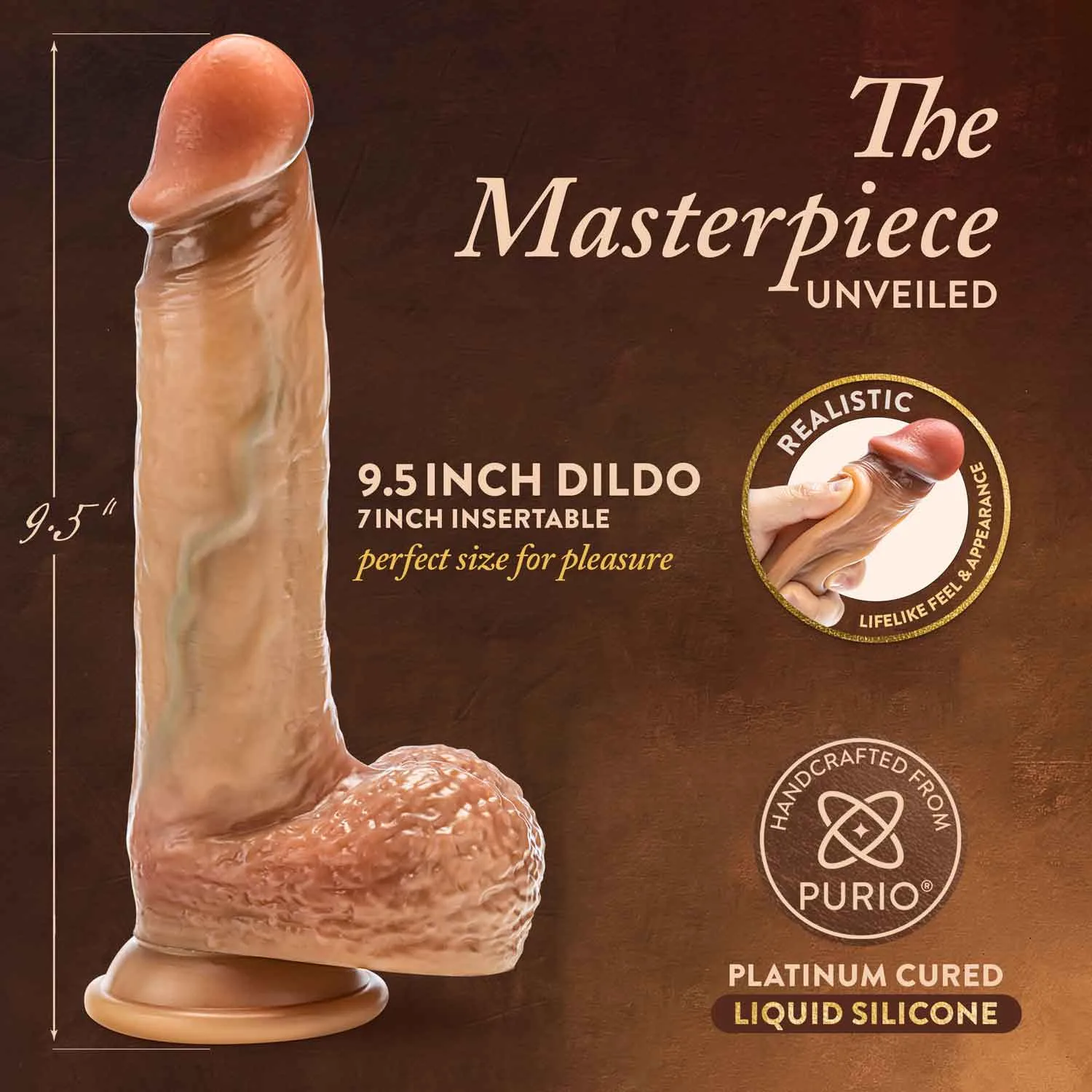 Renaissance - Raphael - 9.5 Inch Sliding Foreskin Dildo With Squeezable Balls - Tan Dildos Blush