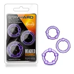 Stay Hard - Beaded Cock Rings - 3 Pack - Purple Enhancers Blush