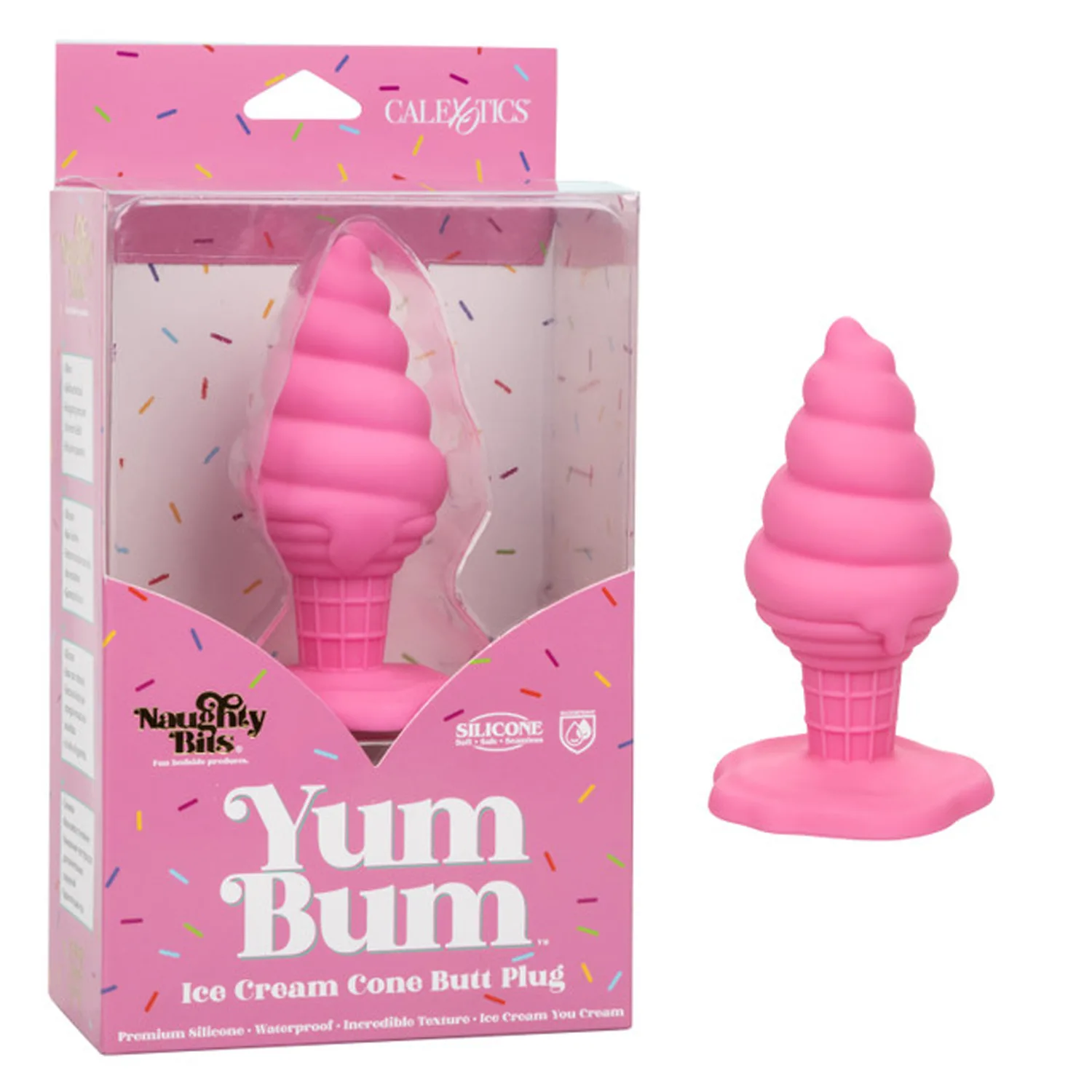 Naughty Bits Yum Bum Ice Cream Cone Butt Plug - Pink Anal Play CalExotics