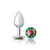 Rainbow Round Gem Silver Metal Plug - Sm Anal Play Viben