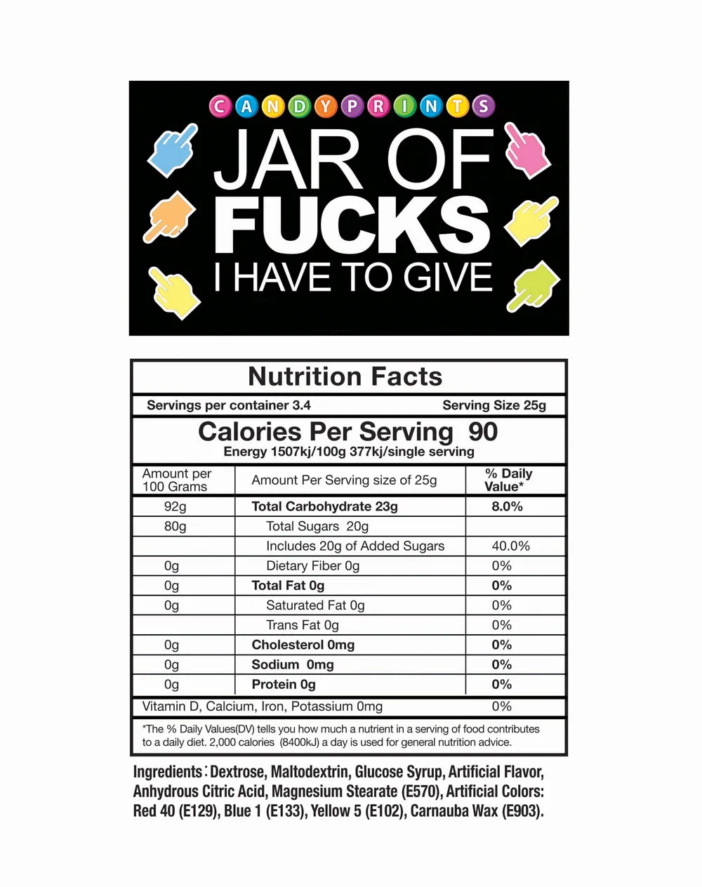 Jar of Fucks I Have to Give 2lb Tart Candy Edible | X-Rated Candy Little Genie