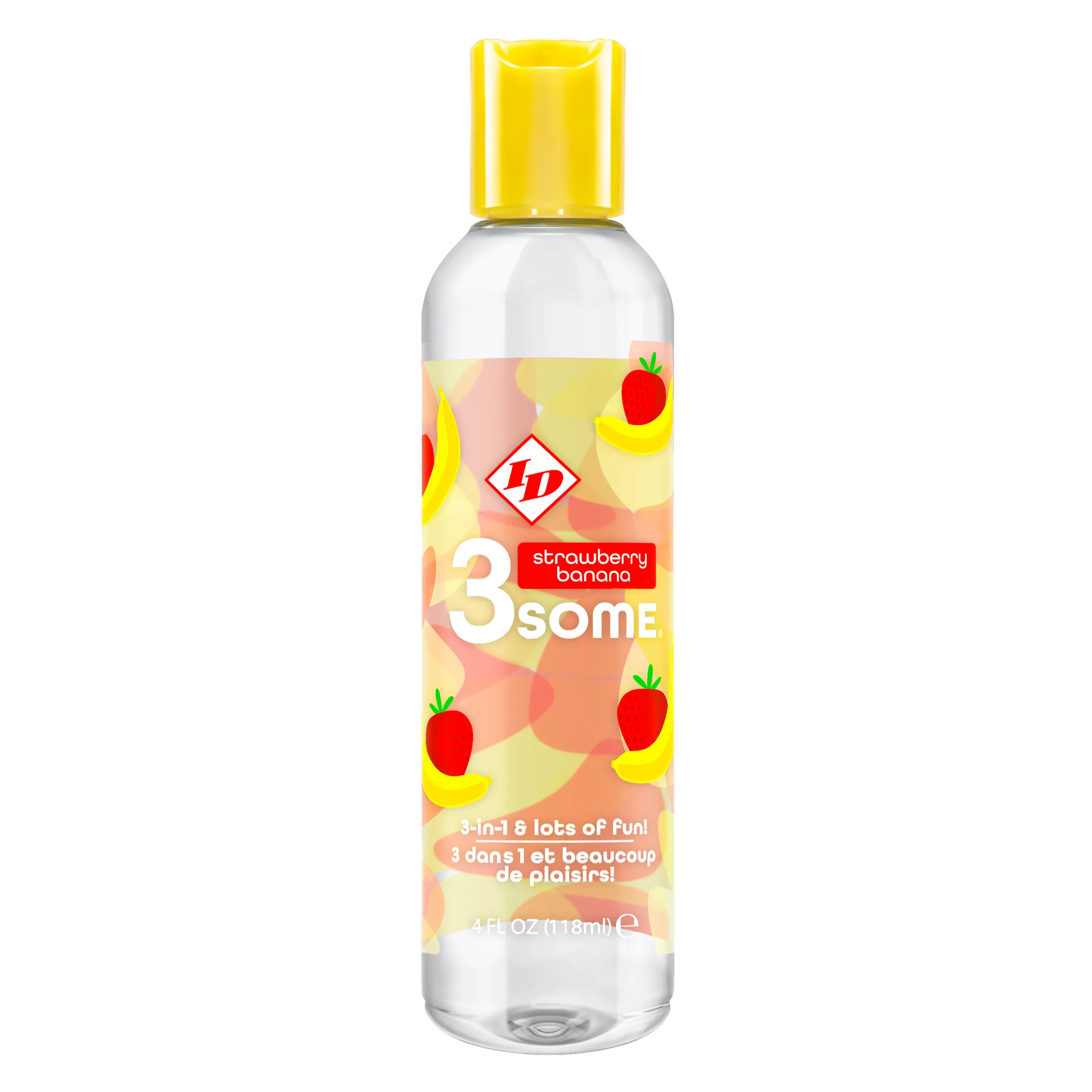 3some 3-in-1 Lubricant - Strawberry Banana - 4 Fl. Oz. Lubes & Essentials I.D. Lubricants