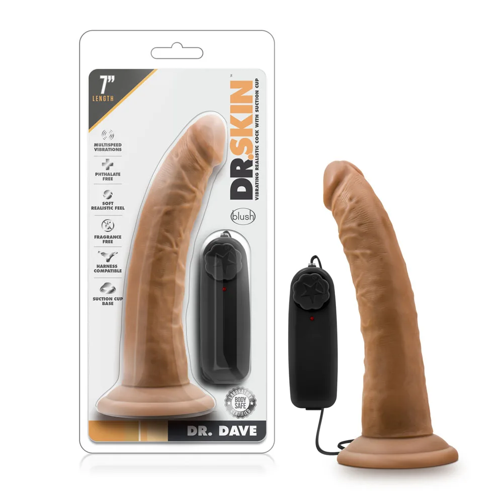 Alternative view of Dr. Skin - Dr. Dave - 7 Inch Vibrating Cock With Suction Cup - Mocha
