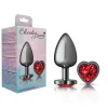 Deep Red Heart Gem Gunmetal Metal Plug - Lg Anal Play Viben