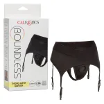 Boundless Thong With Garter - L/xl - Black Hosiery & Garters CalExotics