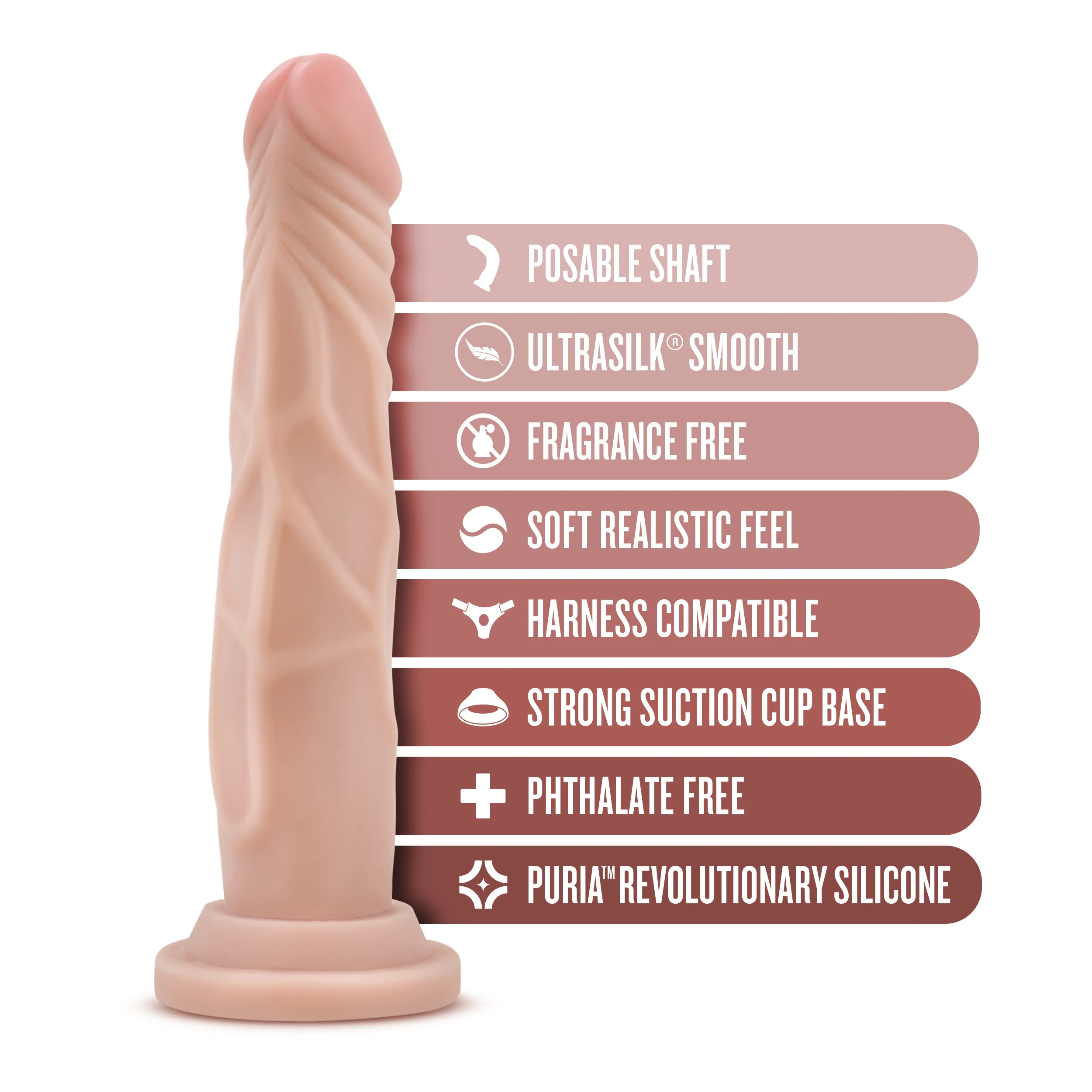 Dr. Skin Silicone - Dr. Carter - 7 Inch Dong With Suction Cup - Vanilla Dildos Blush