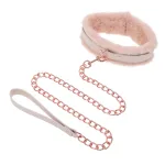 Peaches N Creame Fur Collar and Leash - Pink BDSM & Kink Sportsheets