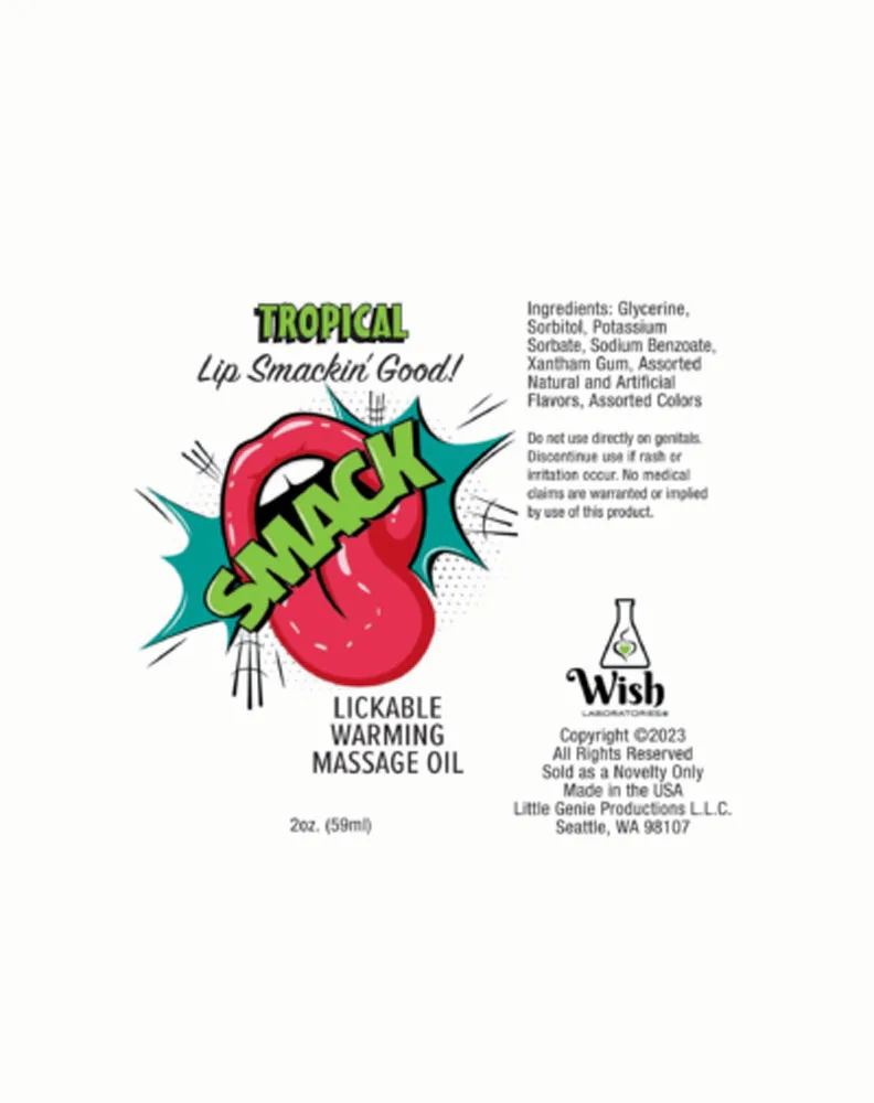 Smack Warming and Lickable Massage Oil - Tropical 2 Oz Lubes & Essentials Little Genie