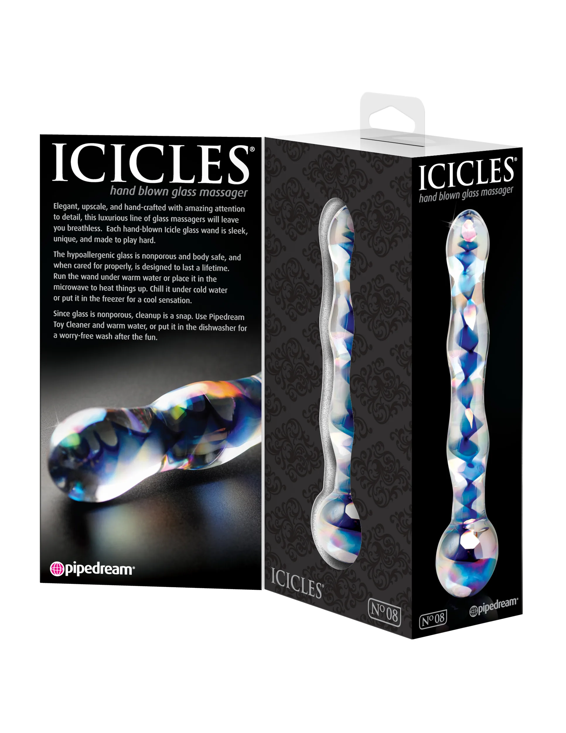 Icicles No. 8 - Clear / Blue Vibrators Pipedream