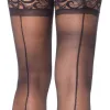 Stay Up Sheerthigh Highs - Black - One Size Hosiery & Garters Leg Avenue