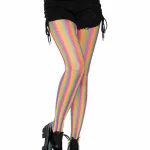 Neon Rainbow Striped Fishnet Tights - One Size - Multicolor Hosiery & Garters Leg Avenue