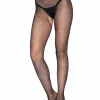 Rhinestone Fishnet Crotchless Tights - One Size - Black Hosiery & Garters Leg Avenue