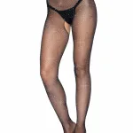 Rhinestone Fishnet Crotchless Tights - One Size - Black Hosiery & Garters Leg Avenue