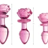 Pink Rose Glass Anal Plug - Small Anal Play XR Brands