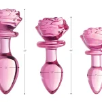 Pink Rose Glass Anal Plug - Small Anal Play XR Brands