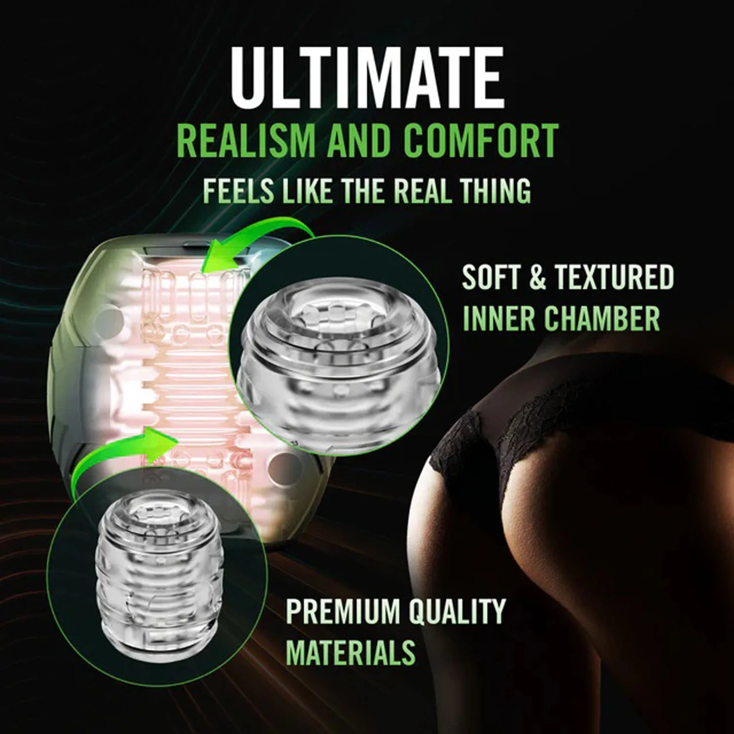 M for Men - Dome X - Vibrating Masturbator - Black Strokers & Pumps Blush