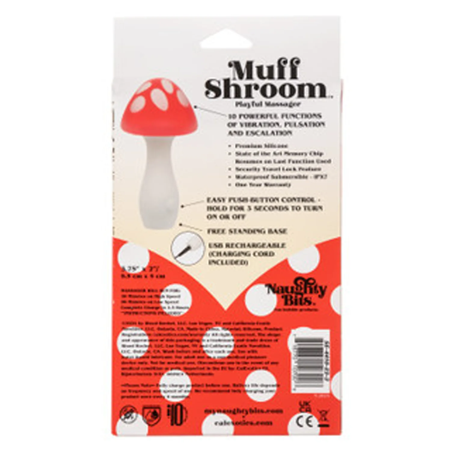 Naughty Bits Muff Shroom Playful Massager - Red Vibrators CalExotics