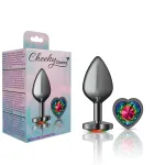 Rainbow Heart Gem Gunmetal Metal Plug - Md Anal Play Viben
