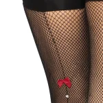 Bow Backseam Fishnet Thigh Highs - Black - One Size Hosiery & Garters Leg Avenue