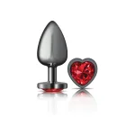 Deep Red Heart Gem Gunmetal Metal Plug - Lg Anal Play Viben