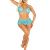 2 Pc Lace Bra Top and Keyhole Back Boyshorts O/s - Turquoise Bras Leg Avenue