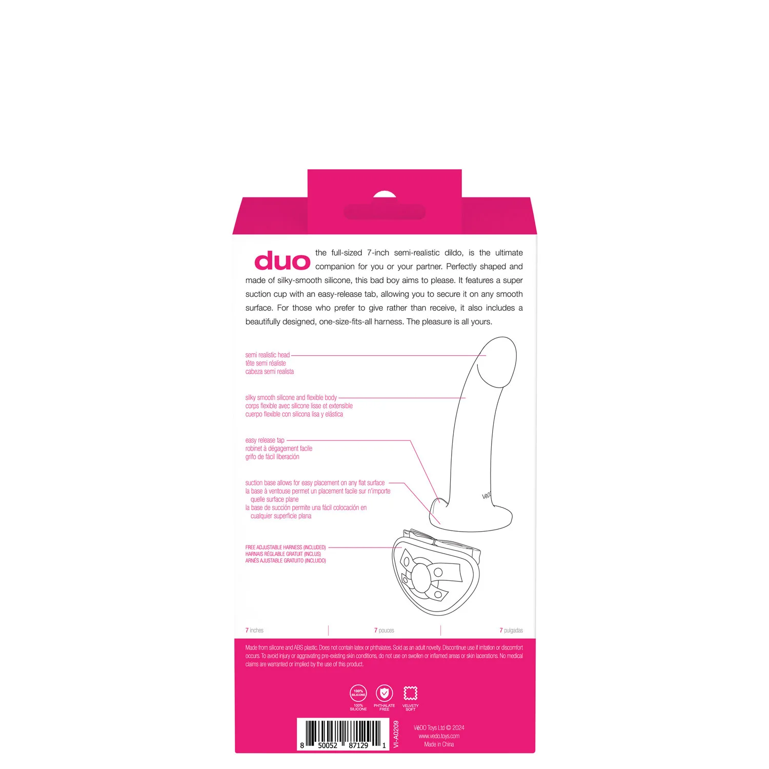 Duo Semi-Realistic Dildo With Harness - Pink/purple Dildos VeDO