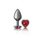 Deep Red Heart Gem Gunmetal Metal Plug - Md Anal Play Viben