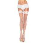 Stay Up Fishnet Lace Top Thigh Highs - One Size - White Hosiery & Garters Leg Avenue